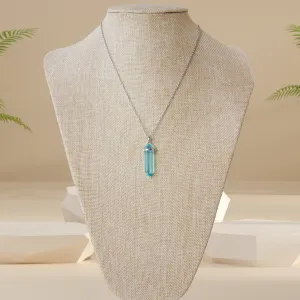 Aqua Glass Necklace - Silver