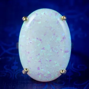 Art Deco Style Opal Cocktail Ring 9ct Gold 20ct Opal