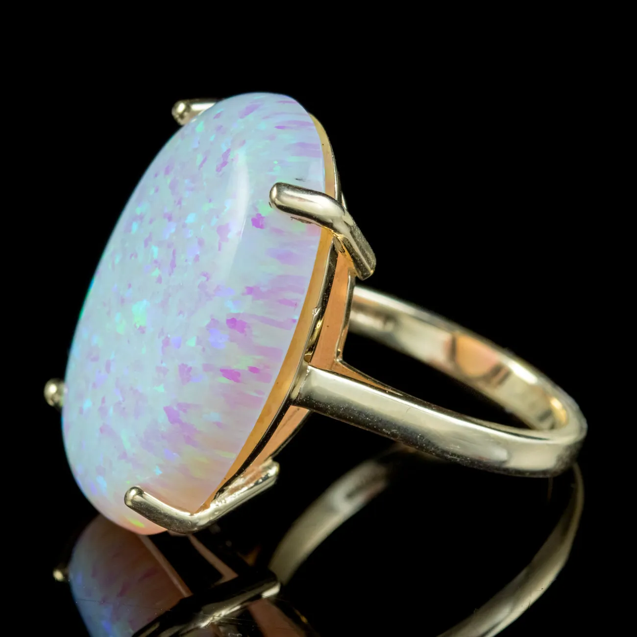 Art Deco Style Opal Cocktail Ring 9ct Gold 20ct Opal