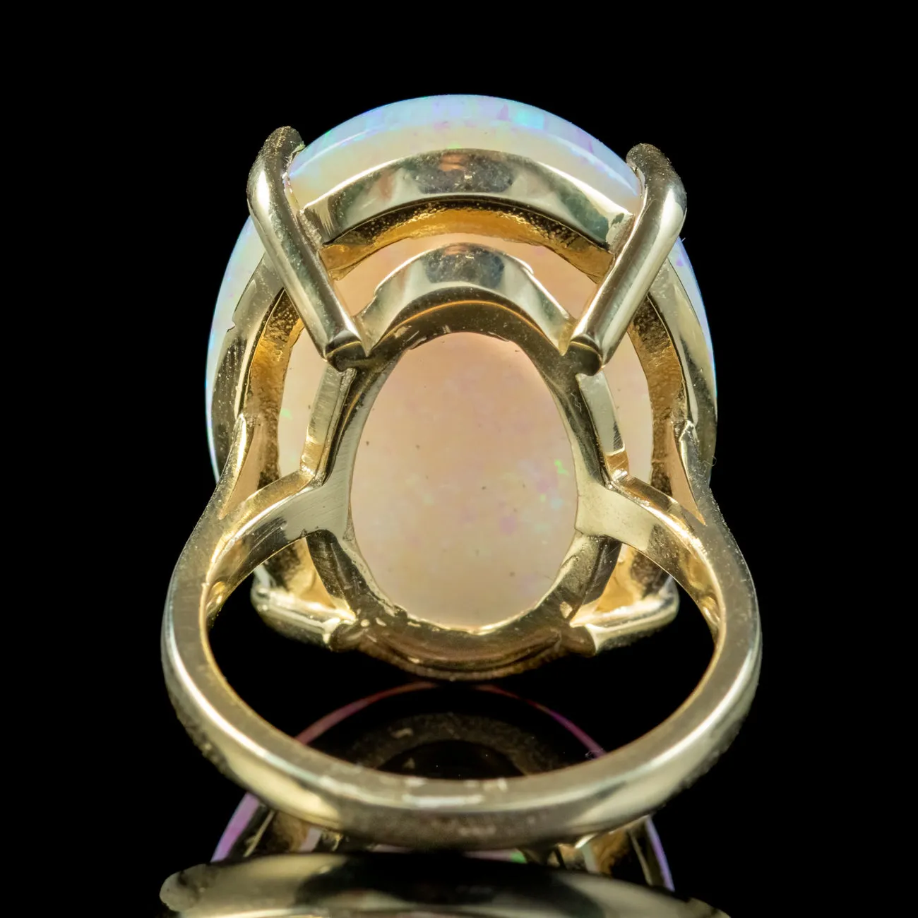 Art Deco Style Opal Cocktail Ring 9ct Gold 20ct Opal