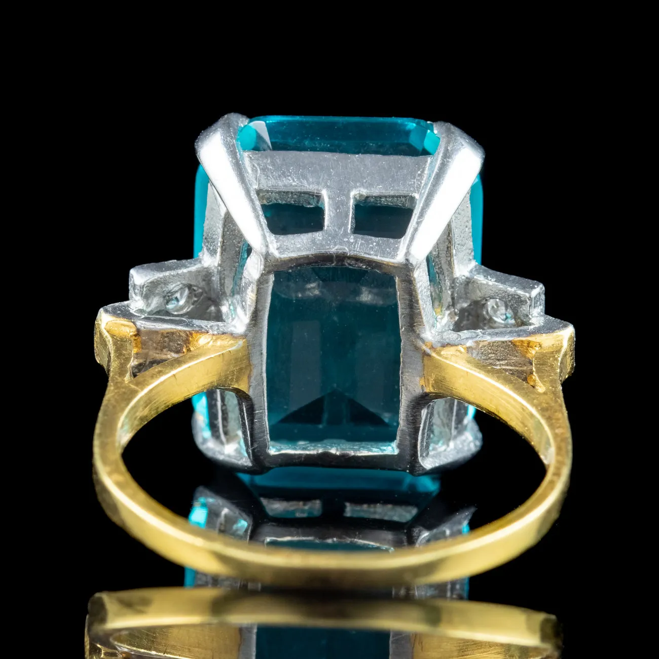 Art Deco Style Synthetic Blue Aquamarine Cocktail Ring