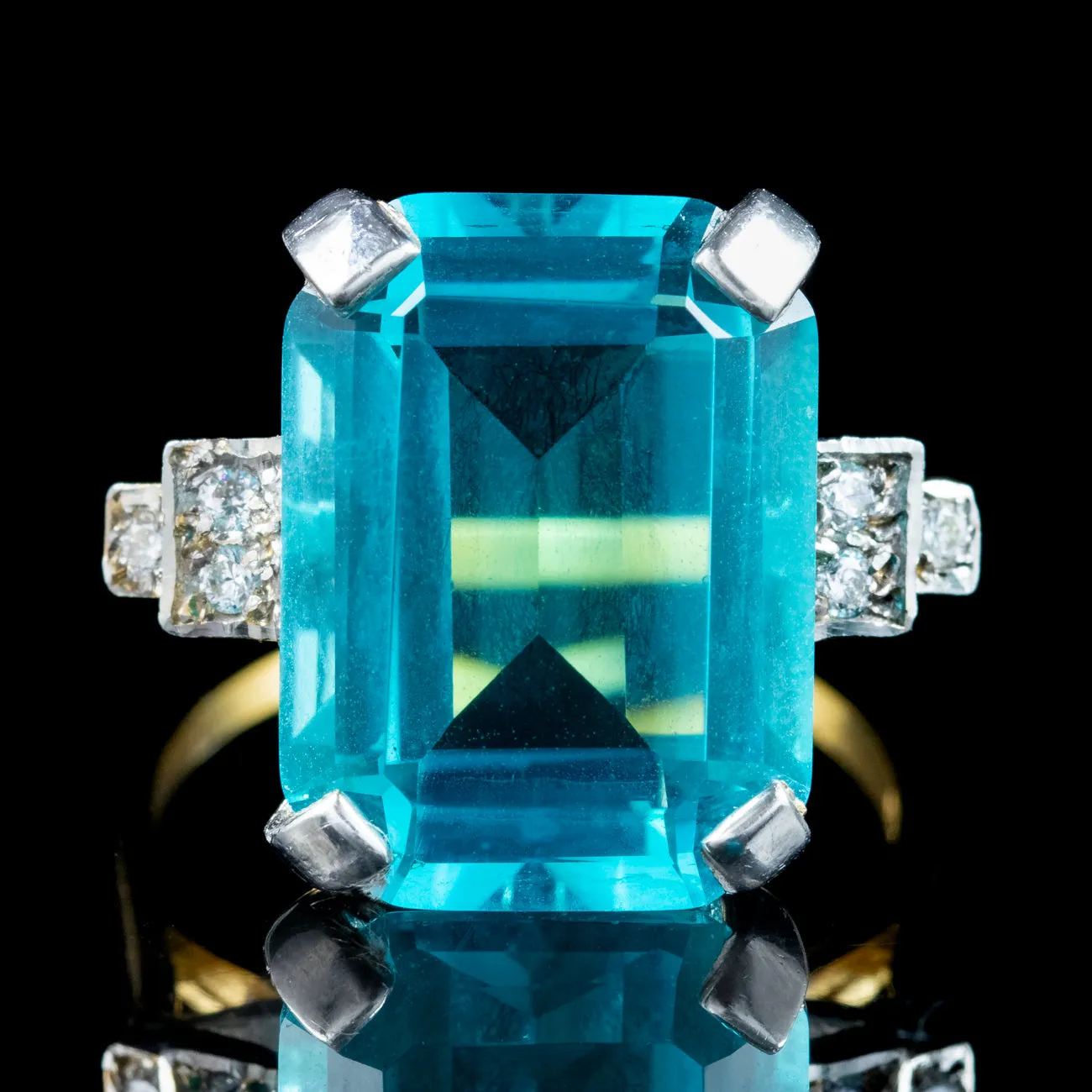 Art Deco Style Synthetic Blue Aquamarine Cocktail Ring