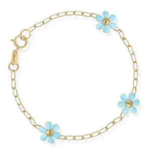 Baby Blue Enamel Flower Bracelet