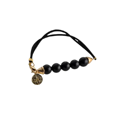 Barse Rockin' Leather and Stone Bracelet-Black Onyx