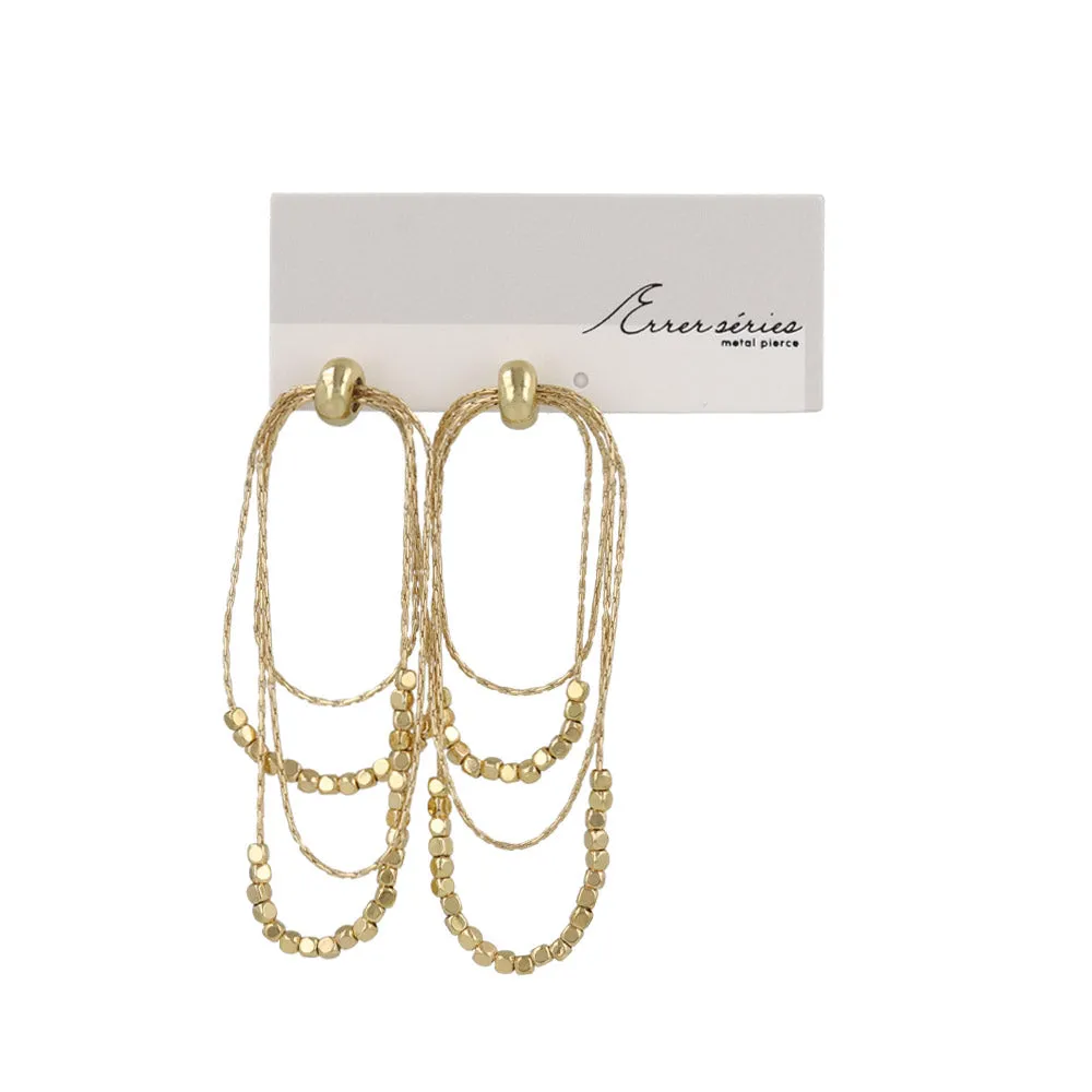 Beaded Multi Layered Chain Earrings