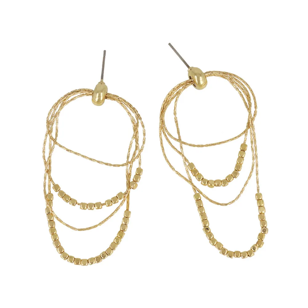 Beaded Multi Layered Chain Earrings