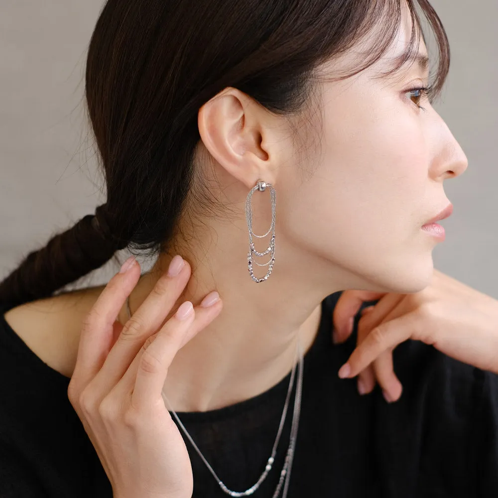 Beaded Multi Layered Chain Earrings