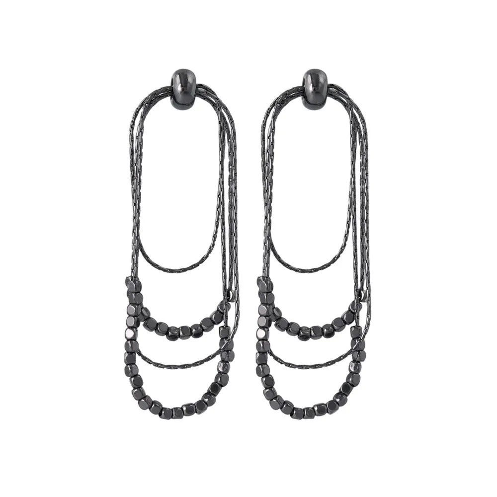 Beaded Multi Layered Chain Earrings