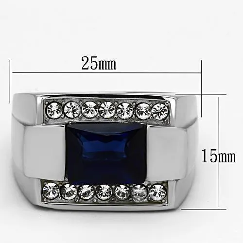 Black & Silver Stainless Steel Synthetic Glass Rings For