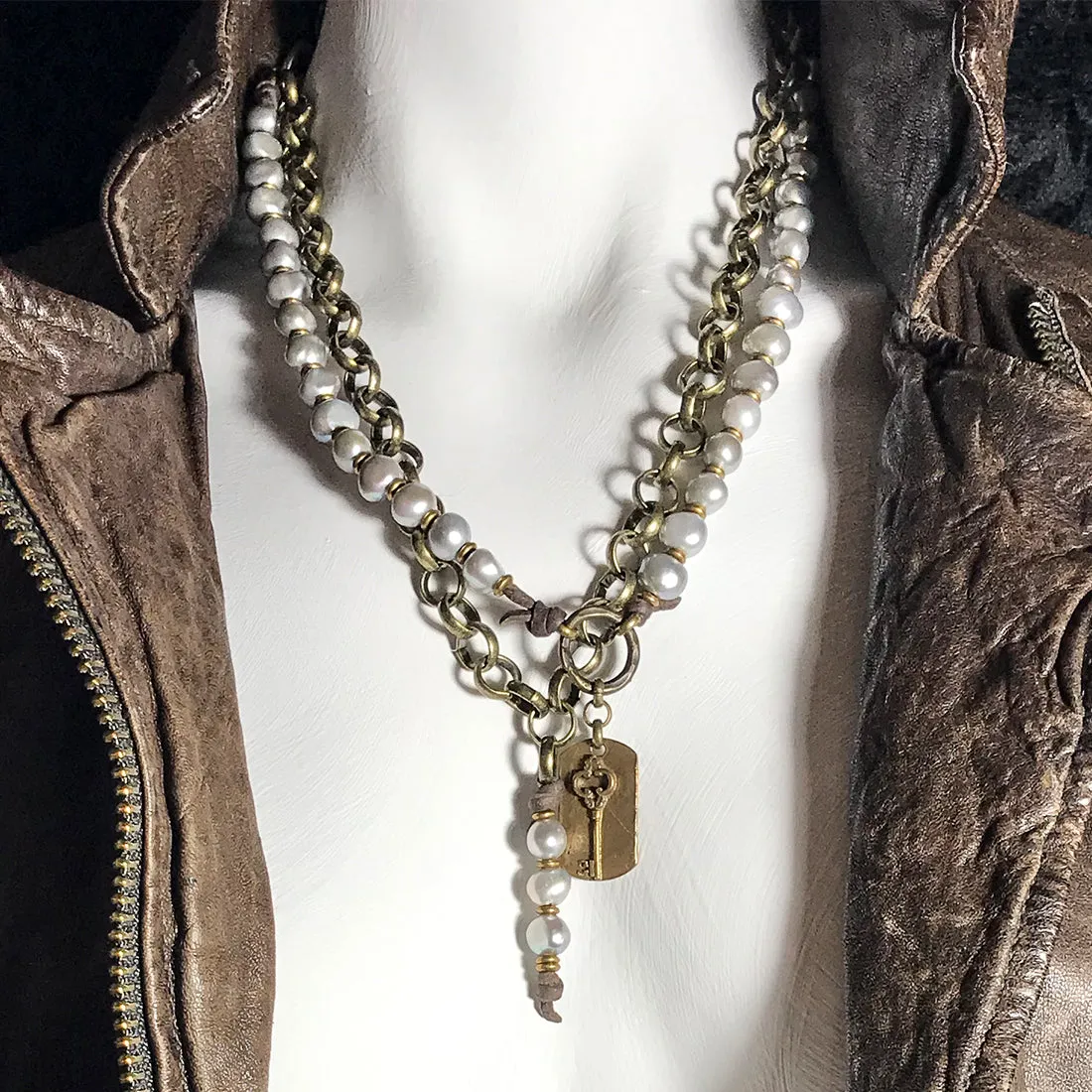 BRIDGETTE Baroque Pearl Double-strand Necklace with Tassel Embellishment