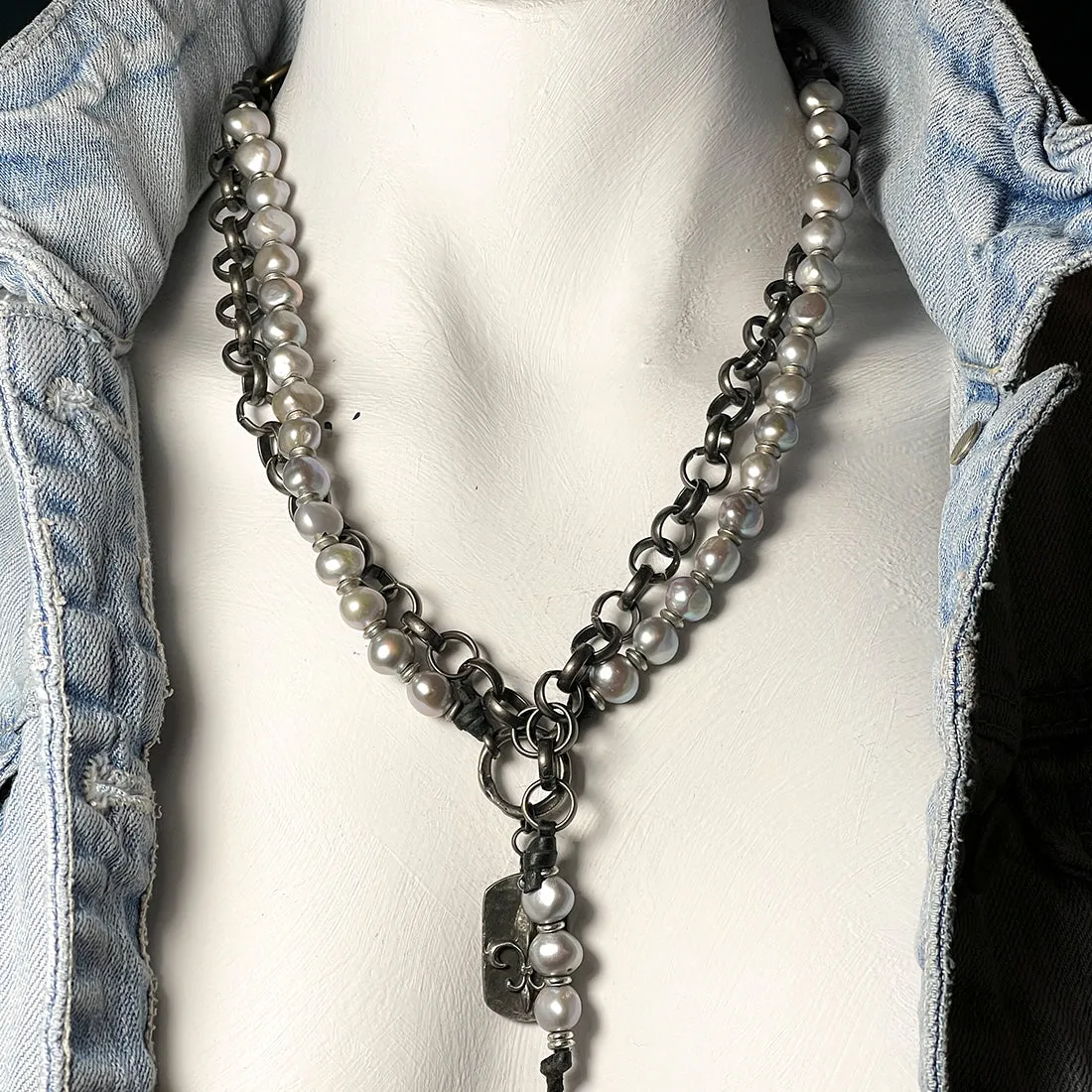 BRIDGETTE Baroque Pearl Double-strand Necklace with Tassel Embellishment