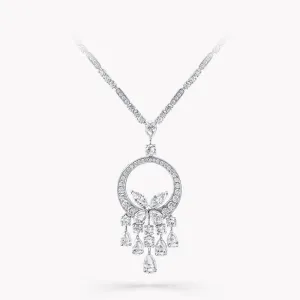 BUTTERFLY CHANDELIER CLASSIC SILVER DIAMOND NECKLACE