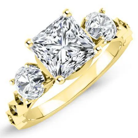 Calix Diamond Matching Band for Princess Center (Band Only. Engagement Ring Not Included)