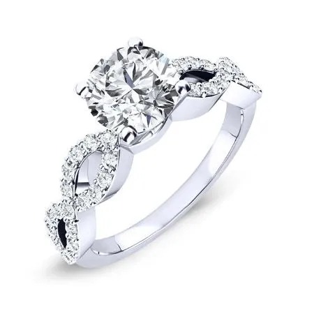 Camellia Diamond Matching Band for Round Center (Band Only. Engagement Ring Not Included)