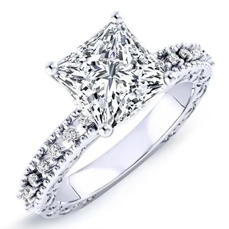 Carmel Diamond Matching Band  For Princess Center(Band Only. Engagement Ring Not Included)