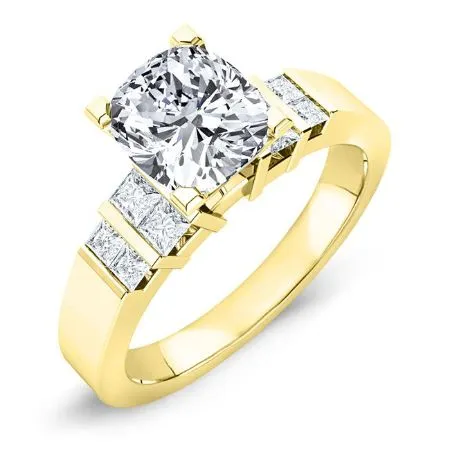 Carnation Diamond Matching Band  For Cushion Center(Band Only. Engagement Ring Not Included)