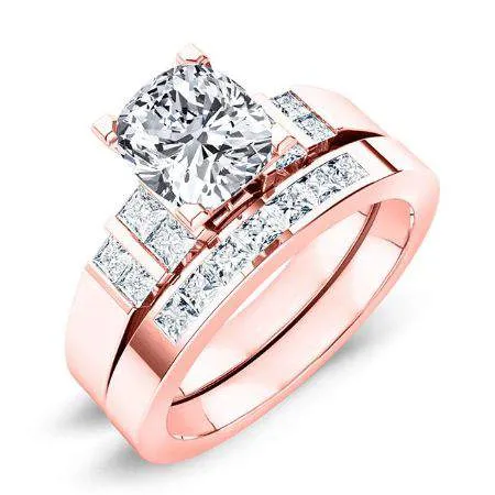 Carnation Diamond Matching Band  For Cushion Center(Band Only. Engagement Ring Not Included)