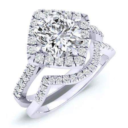 Cattleya Diamond Matching Band  For Cushion Center(Band Only. Engagement Ring Not Included)