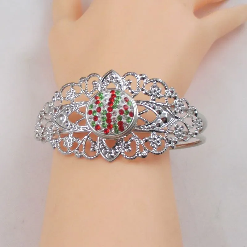 Christmas Red & Green Cuff Bangle Bracelet