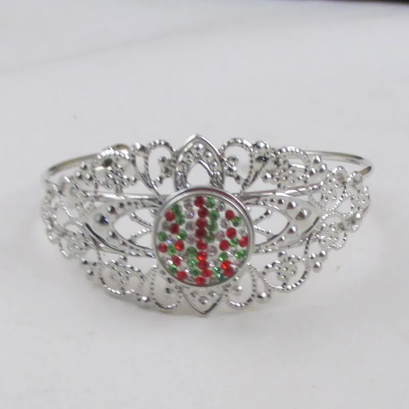 Christmas Red & Green Cuff Bangle Bracelet