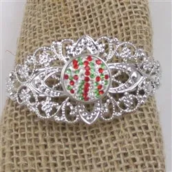 Christmas Red & Green Cuff Bangle Bracelet