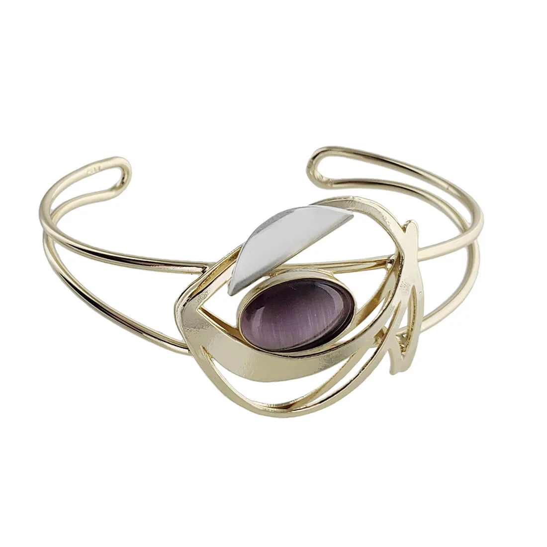 Christophe Poly Double Draping Gold Purple Cuff Bracelet