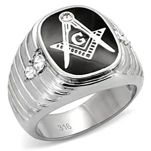 CJ7876OS Wholesale Stainless Steel Men's Masonic Ring