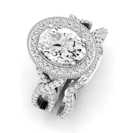 Clover Diamond Matching Band  For Oval Center(Band Only. Engagement Ring Not Included)