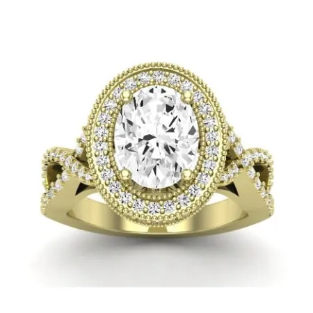 Clover Diamond Matching Band  For Oval Center(Band Only. Engagement Ring Not Included)