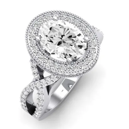 Clover Diamond Matching Band  For Oval Center(Band Only. Engagement Ring Not Included)