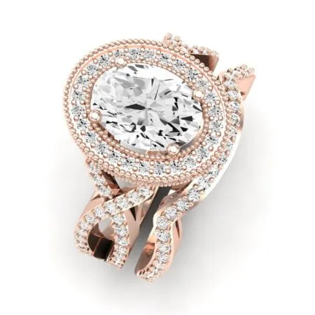 Clover Diamond Matching Band  For Oval Center(Band Only. Engagement Ring Not Included)