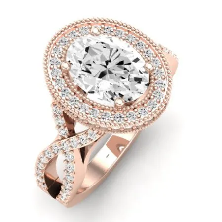 Clover Diamond Matching Band  For Oval Center(Band Only. Engagement Ring Not Included)