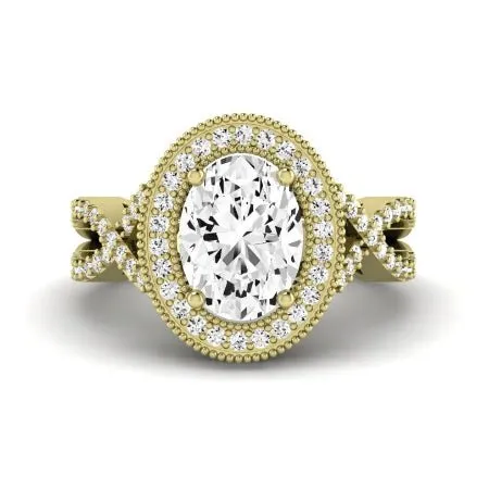 Clover Diamond Matching Band  For Oval Center(Band Only. Engagement Ring Not Included)