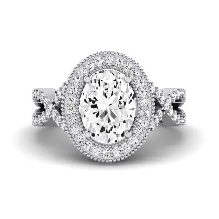 Clover Diamond Matching Band  For Oval Center(Band Only. Engagement Ring Not Included)