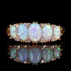 Colourful Opal And Paste Five Stone Ring