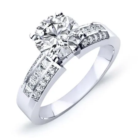 Crocus Diamond Matching Band for Round Center  (Band Only. Engagement Ring Not Included)