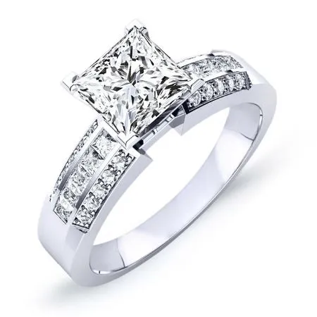 Crocus Lab Diamond Matching Band for Princess (Band Only. Engagement Ring Not Included)