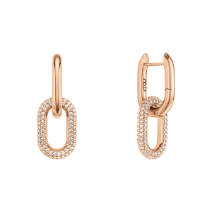 Crystal Link Earrings Rose Gold