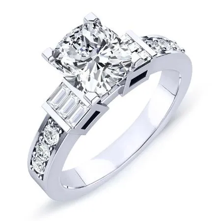 Daisy Diamond Matching Band for Cushion Center (Band Only. Engagement Ring Not Included)