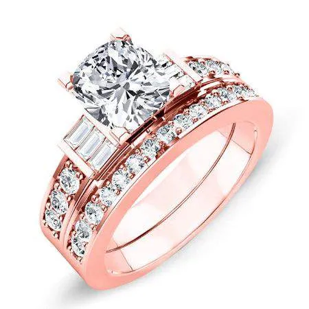 Daisy Diamond Matching Band for Cushion Center (Band Only. Engagement Ring Not Included)