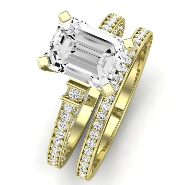 Daphne Lab Diamond Matching Band for Emerald Center (Band Only. Engagement Ring Not Included)