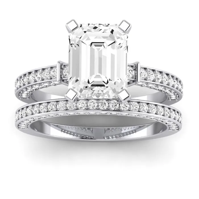 Daphne Lab Diamond Matching Band for Emerald Center (Band Only. Engagement Ring Not Included)