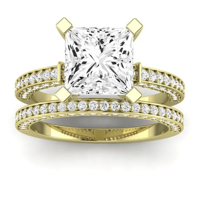 Daphne Lab Diamond Matching Band for Princess Center (Band Only. Engagement Ring Not Included)