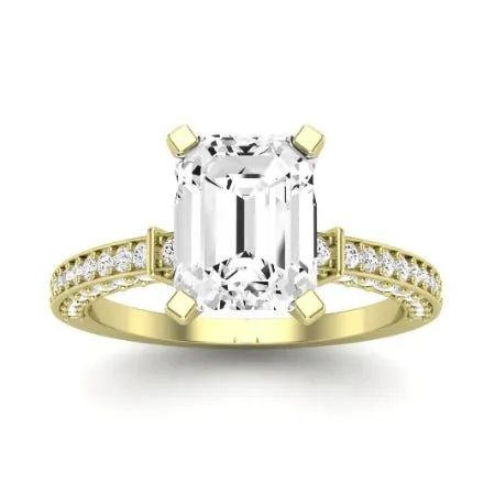 Daphne Moissanite Matching Band for Emerald Center (Band Only. Engagement Ring Not Included)