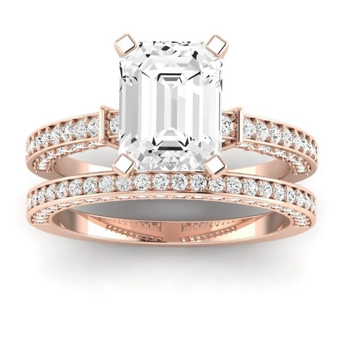 Daphne Moissanite Matching Band for Emerald Center (Band Only. Engagement Ring Not Included)