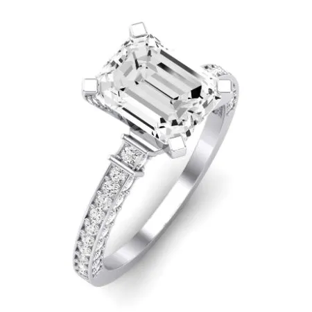 Daphne Moissanite Matching Band for Emerald Center (Band Only. Engagement Ring Not Included)