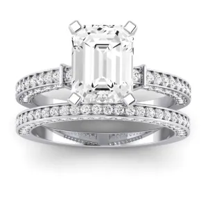 Daphne Moissanite Matching Band for Emerald Center (Band Only. Engagement Ring Not Included)