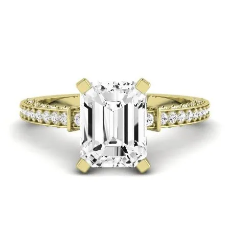 Daphne Moissanite Matching Band for Emerald Center (Band Only. Engagement Ring Not Included)