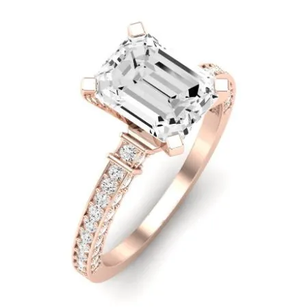 Daphne Moissanite Matching Band for Emerald Center (Band Only. Engagement Ring Not Included)