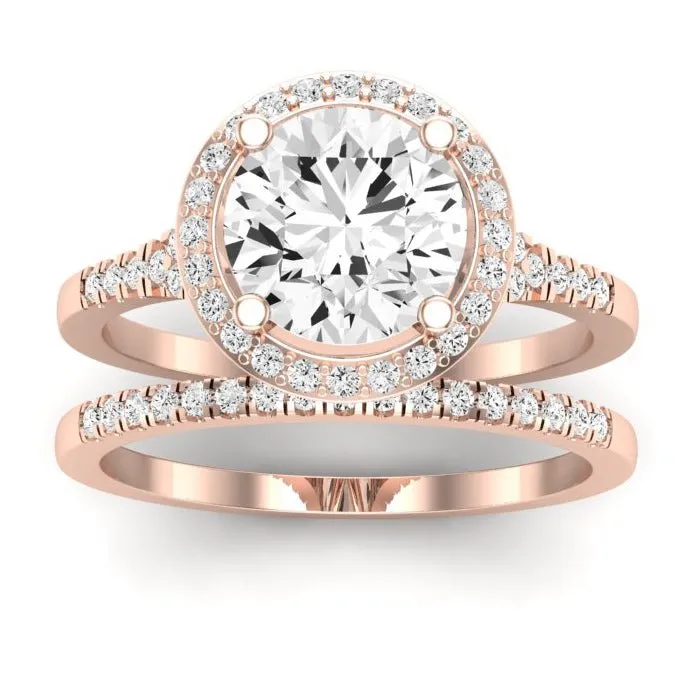 Desert Rose Diamond Matching Band for Round Center (Band Only. Engagement Ring Not Included)